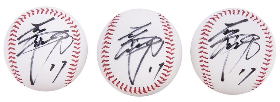Lot of (3) Shohei Ohtani Signed Baseballs - Bold Signatures Acquired in Japan Prior to MLB Debut (Beckett)